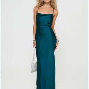 Elegant Teal Satin Dress